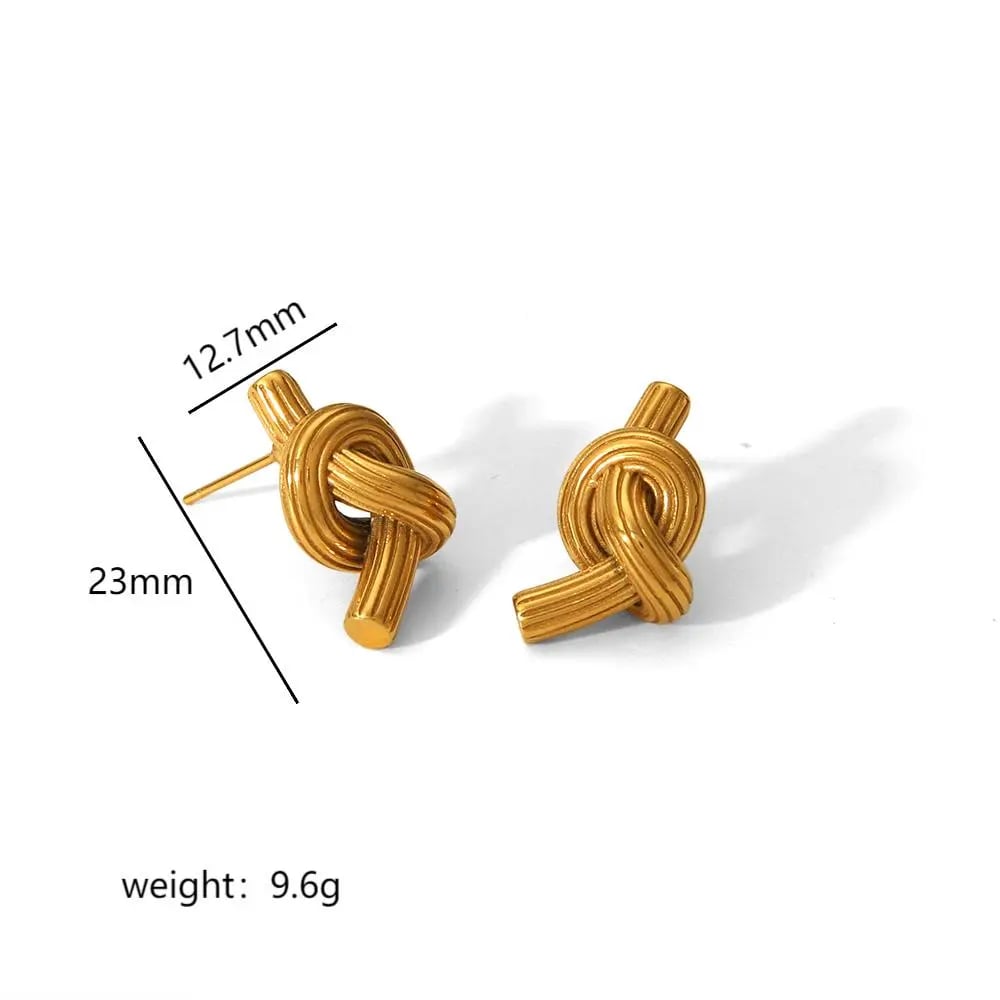 1 pair simple series classic geometric stainless steel  gold plated women stud earrings h5Picture2